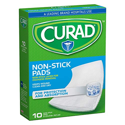 Book Cover Curad Medium Non-Stick Pads 3 Inches X 4 Inches 10 Each (Pack of 4)