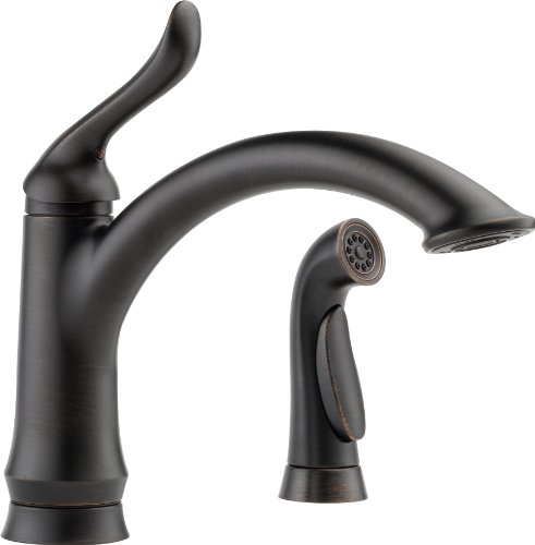 Book Cover Delta Faucet Linden Single-Handle Kitchen Sink Faucet with Side Sprayer in Matching Finish, Venetian Bronze 4453-RB-DST