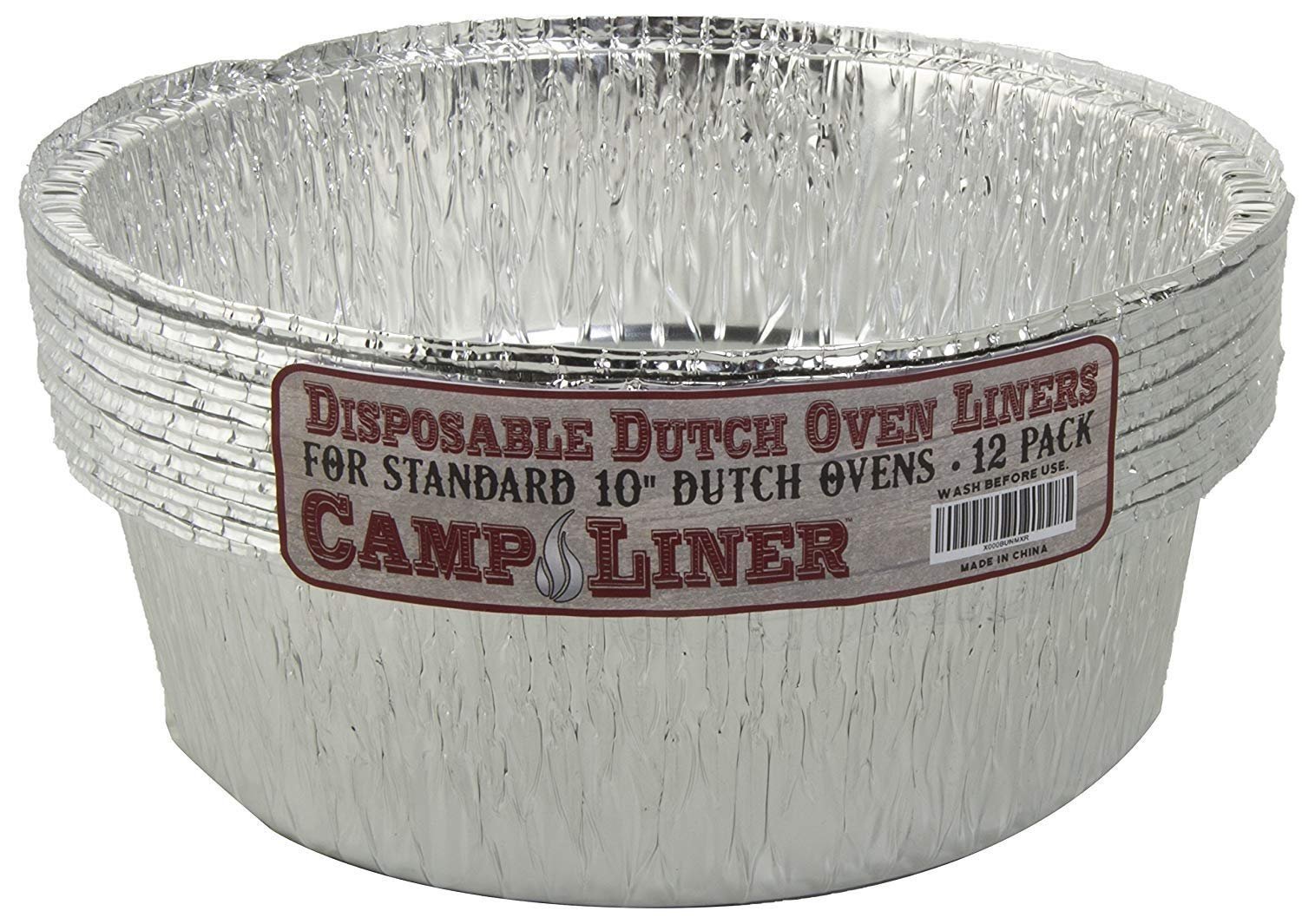 Book Cover CampLiner Dutch Oven Liners, 12 Pack of 10” 4 Quart Disposable Liners - No More Cleaning or Seasoning. Fits Lodge, Camp Chef, And Other Cast Iron Dutch Ovens