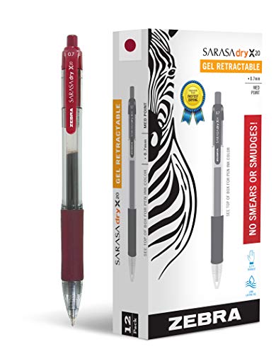 Book Cover Zebra Sarasa Rapid Dry Ink Gel Retractable Pen, 0.7mm, Mahogany, 12 Pack(46930)