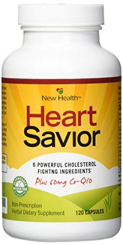 Book Cover New Health HeartSavior Lower Cholesterol and Heart Health Supplement - Plant Sterols and 60mg of CoQ10-120 Capsules