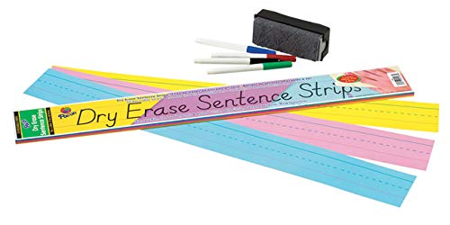 Book Cover Pacon Dry Erase Sentence Strips, 3 x 24 Inches, Assorted Colors, Pack of 30