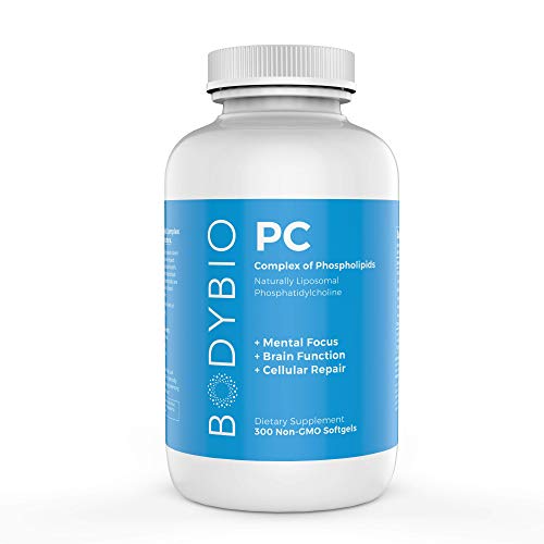 Book Cover BodyBio - PC Phosphatidylcholine + Phospholipids - Liposomal for High Absorption - Optimal Brain & Cell Health - Boost Memory, Cognition, Focus & Clarity - 100% Non-GMO - 300 Softgels