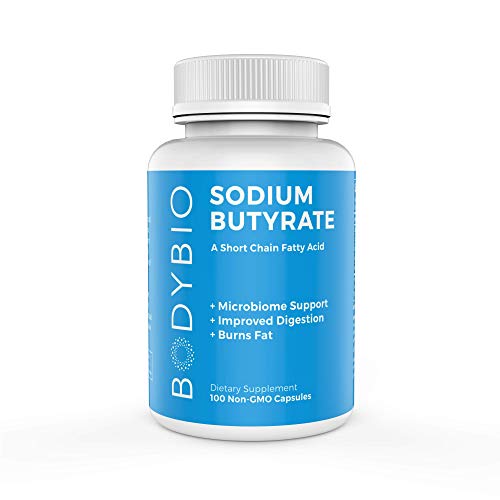 Book Cover BodyBio - Sodium Butyrate, Short Chain Fatty Acid, 600mg, 100 Vegetarian Capsules