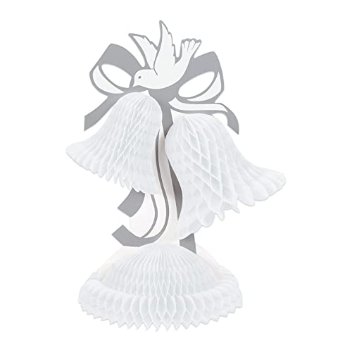 Book Cover Beistle Tissue Bell Centerpiece, 12-Inch, White/Silver