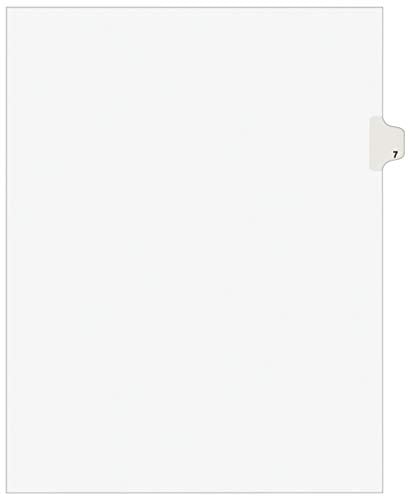 Book Cover Avery Individual Legal Exhibit Dividers, Avery Style, 7, Side Tab, 8.5 x 11 inches, Pack of 25 (11917),White