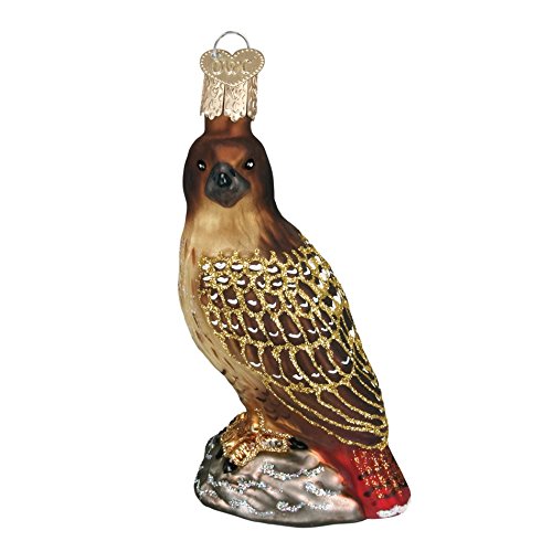 Book Cover Old World Christmas Bird Watcher Collection Glass Blown Ornaments for Christmas Tree Red-Tailed Hawk