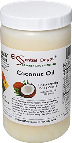 Book Cover Essential Depot Coconut Oil - 1 Quart - 32 Oz. - Food Grade 32 Ounces