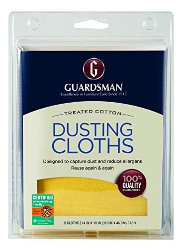 Book Cover Guardsman Wood Furniture Dusting Cloths - 5 Pre-Treated Cloth - Captures 2x The Dust of a Regular Cloth, Specially Treated, No Sprays or Odors - 462700