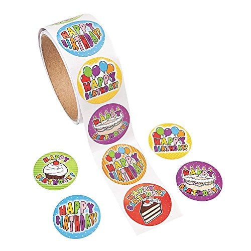 Book Cover Fun Express 100 Birthday Roll Stickers