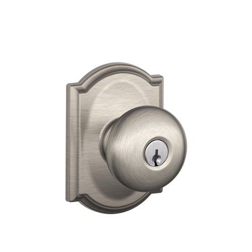 Book Cover SCHLAGE F51 PLY 619 CAM Camelot Collection Plymouth Keyed Entry Knob, Satin Nickel