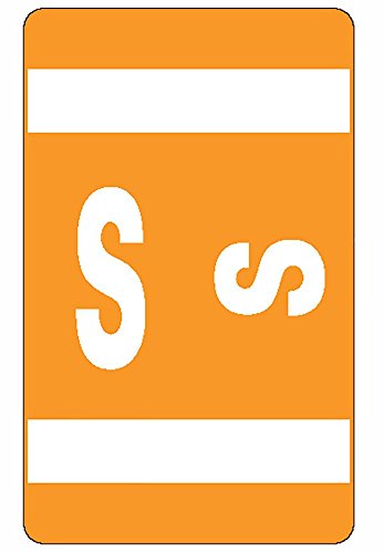 Book Cover Smead AlphaZ ACCS Color-Coded Alphabetic Labels, Letter S, Orange, 100 Labels per Pack (67189)
