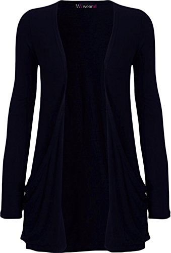 Book Cover WearAll Women's Long Sleeve Pocket Cardigan - Navy Blue - US 12-14 (UK 16-18)