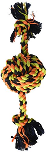 Book Cover Flossy Chews Color Monkey Fist Ball with Rope Ends, Large, 18-Inch
