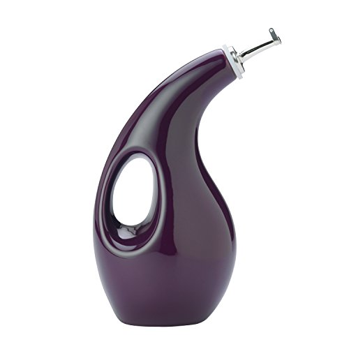 Book Cover Rachael Ray Solid Glaze Ceramics EVOO Olive Oil Bottle Dispenser with Spout, One Size, Purple