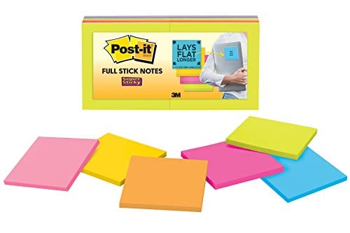 Book Cover Post-it Super Sticky Full Adhesive Notes, 2x Sticking Power, 2x Sticking Power, 3 in x 3 in, Rio de Janeiro Collection, 12 pads/pack (F330-12SSAU)