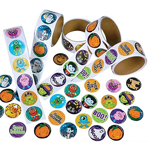 Book Cover ~ 5 Rolls ~ Assorted Halloween Stickers ~ 500 Stickers ~ New