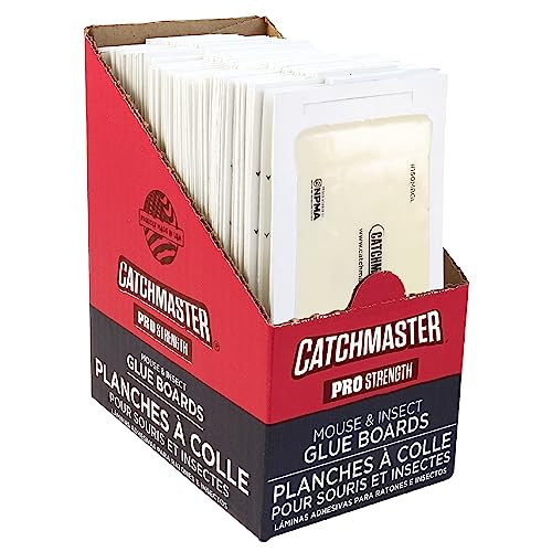 Book Cover Catchmaster Mouse and Insect Glue Boards, 75-Pack Mouse Traps Indoor for Home, Sticky Pest Control Adhesive for Catching Bugs, Rats & Rodents, Non Toxic Bulk Glue Traps