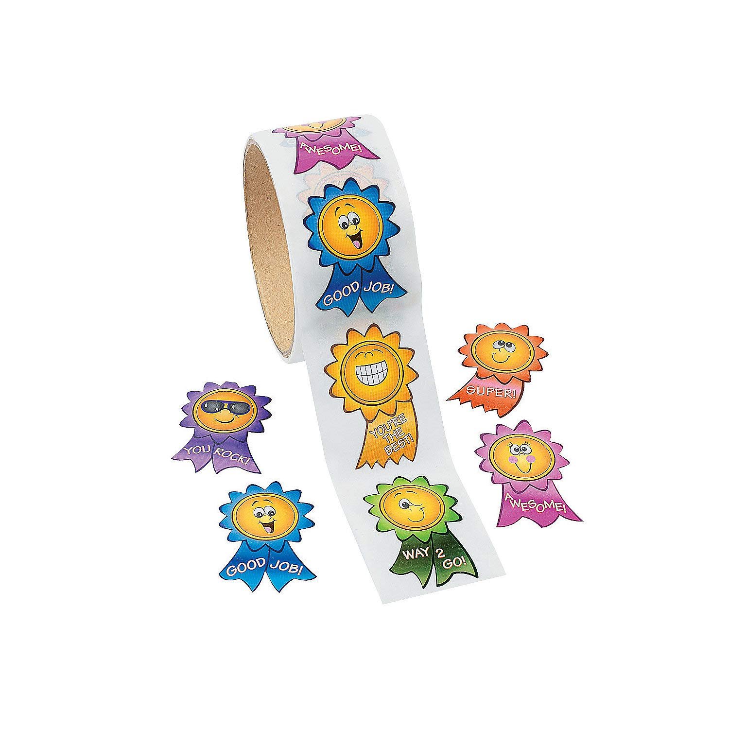 Book Cover 100 Motivational Smile Face Roll Stickers, 1 Roll