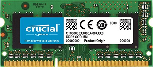 Book Cover Crucial 2GB Single DDR3/DDR3L 1600 MT/S (PC3-12800) Unbuffered SODIMM 204-Pin Memory - CT25664BF160B