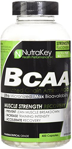 Book Cover NutraKey BCAA Supplement -Electrolyte Powder - Muscle Builder and Recovery Formula - Branched Chain Amino Acids - for Men and Women - 1500mg - 400 Capsules