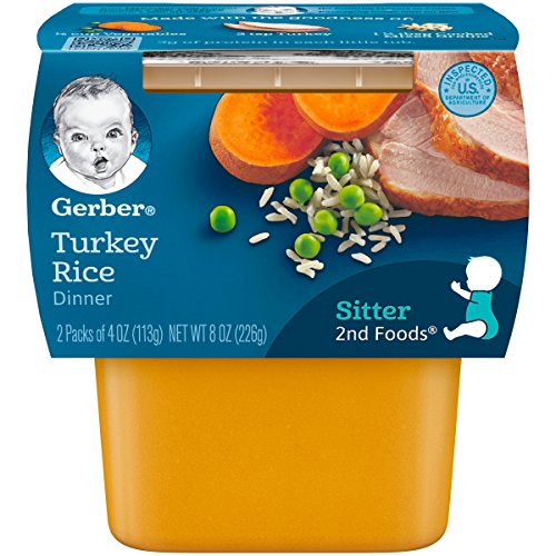 Book Cover Gerber 2nd Foods Turkey & Rice, 4 Ounce Tubs, 2 Count (Pack of 8)