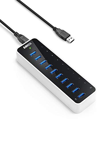 Book Cover Anker [Upgraded Version] USB 3.0 SuperSpeed 10-Port Hub Including a BC 1.2 Charging Port with 60W (12V / 5A) Power Adapter [VIA VL812-B2 Chipset and Updated Firmware 9081] AH231