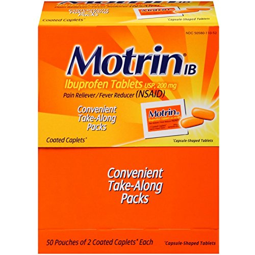 Book Cover Motrin IB - Ibuprofen Tablets, Two Tablets Per Packet, 50 Packets Total, One Box