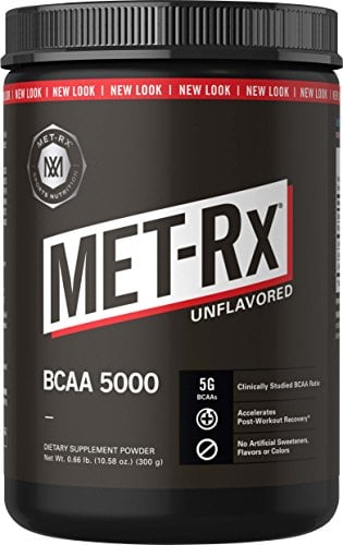 Book Cover MET-Rx BCAA Powder, Unflavored, 300 g, Pre- or Post-Workout Powdered Amino Acid Supplement, Ideal for High Intensity Workout