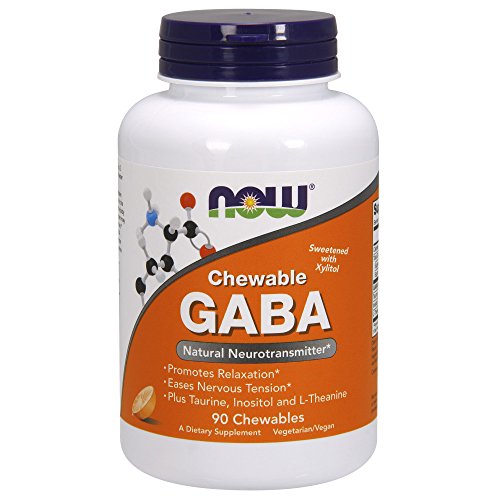 Book Cover NOW Supplements, GABA (Gamma-Aminobutyric Acid), Neurotransmitter Support*, Orange Flavor, 90 Chewables