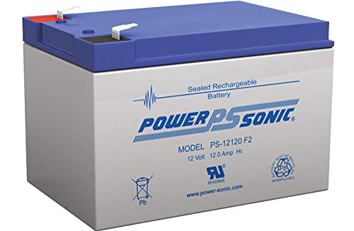 Book Cover Powersonic PS-12120F2 - 12 Volt/12 Amp Hour Sealed Lead Acid Battery with F2 Terminals