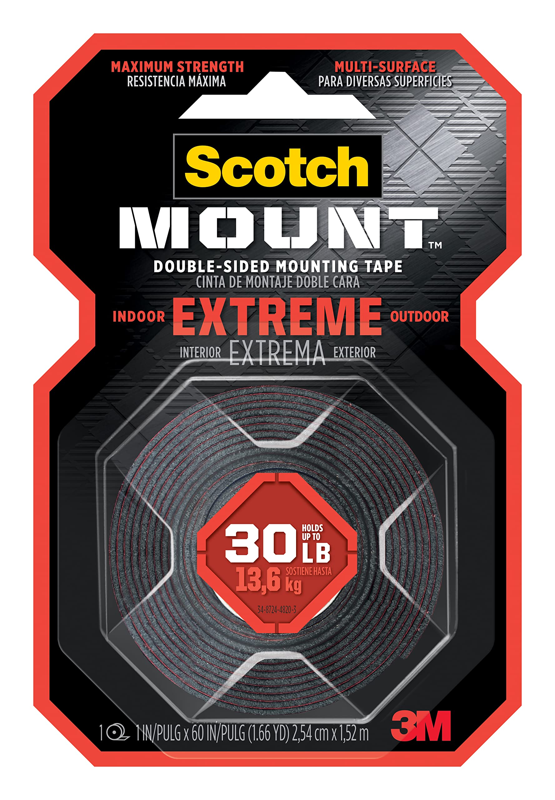 Book Cover Scotch Mounting, Fastening & Surface Protection 414P Extremely Strong Mounting Tape, 1 Count, Black