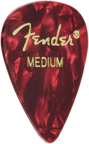 Book Cover Fender 351 Shape Medium Classic Celluloid Picks, 12-Pack, Red Moto for electric guitar, acoustic guitar, mandolin, and bass