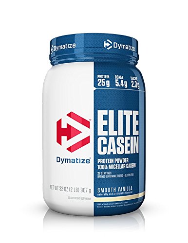 Book Cover Dymatize Elite 100% Micellar Casein Slow Absorbing Protein Powder with Muscle Building Amino Acids, Perfect For Overnight Recovery, Slow Digesting, Smooth Vanilla, 2 lbs