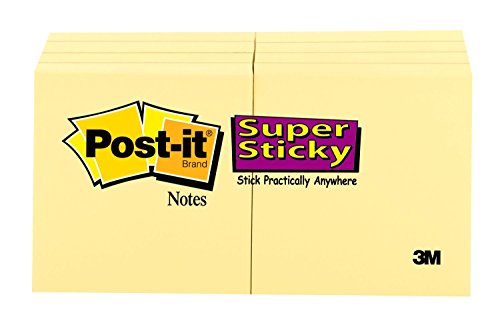 Book Cover Post-it Super Sticky Notes, 2 in x 2 in, Canary Yellow, 8 Pads/Pack (622-8SSCY)
