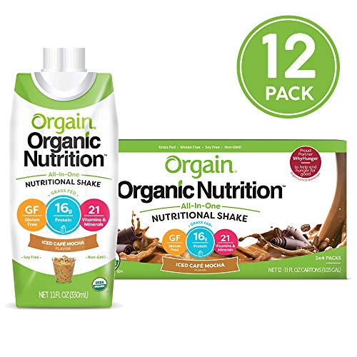 Book Cover Orgain Organic Nutritional Shake, Iced Cafe Mocha - Meal Replacement, 16g Protein, 21 Vitamins & Minerals, Gluten Free, Soy Free, Kosher, Non-GMO, 11 Ounce, 12 Count (Packaging May Vary)