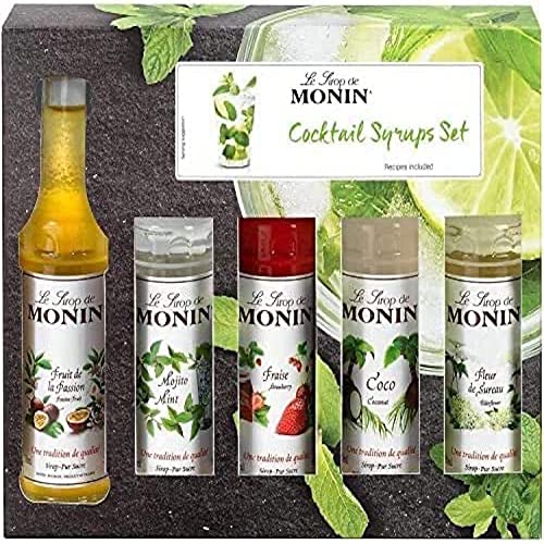 Book Cover Monin - 5 Flavor Classic Cocktail Collection: Pomegranate, Mojito, Agave Nectar, Mango, and Pure Cane Syrups, Natural Flavors, Great for Classic Happy Hour Cocktails, Non-GMO, Gluten-Free (50 ml per bottle)
