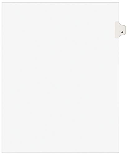 Book Cover Avery(R) Side Tab Legal Index Exhibit Dividers, Tab Title 4 8 1/2in. x 11in., Pack Of 25