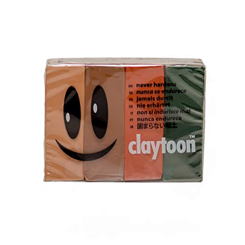 Book Cover Van Aken International – Claytoon – Non-Hardening Modeling Clay – VA18165 – Earth – Beige, Brown, Terra Cotta, Dark Green – 1 Pound Set (4-1/4 Pound Bars) – claymation, Gluten-Free, Non-Toxic