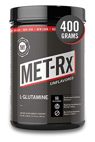 Book Cover MET-Rx L-Glutamine Powder, 400 g, Post-Workout Amino Acid Nutritional Supplement, Add to Workout Recovery Protein Shakes & Nutritional Shakes