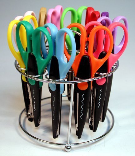 Book Cover Strokes Office Supplies 12 Paper Edger Scissors with Organizer Stand! Great for Teachers, Crafts, Scrapbooking (SBA5115)