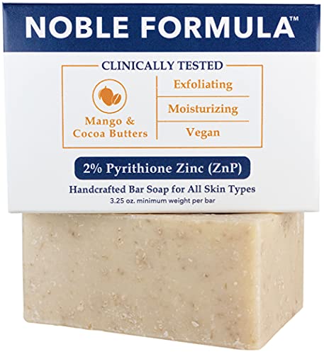 Book Cover Noble Formula 2% Pyrithione Zinc (ZnP) Vegan Mango and Cocoa Butter Bar Soap, 3.25 oz