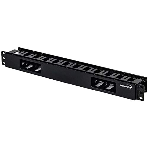 Book Cover Navepoint 1U Horizontal 19-Inch Rack Mount Cable Management Raceway Duct Panel with Cover Black
