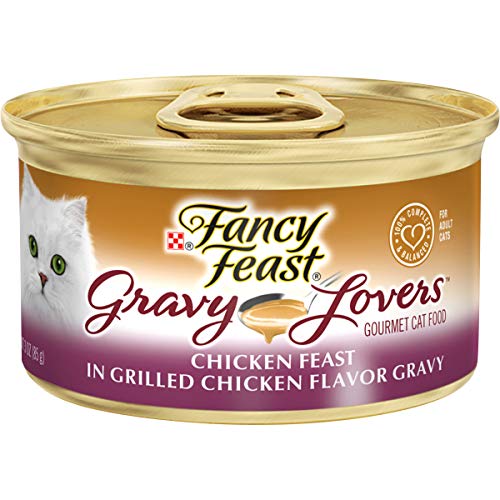Book Cover Purina Fancy Feast Gravy Wet Cat Food, Gravy Lovers Chicken Feast in Grilled Chicken Flavor Gravy - 3 oz. Cans Pack of 24