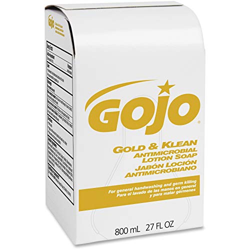 Book Cover GOJO 800 Series Gold & Klean Antimicrobial Lotion Soap, 800 mL Lotion Soap Refill for GOJO Bag-in-Box Dispenser (Case of 12) - 9127-12