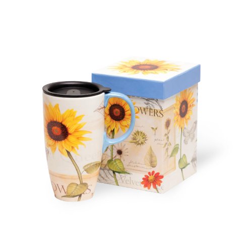 Book Cover Yellow & Red Sunflowers - Latte Mug - Cypress Home