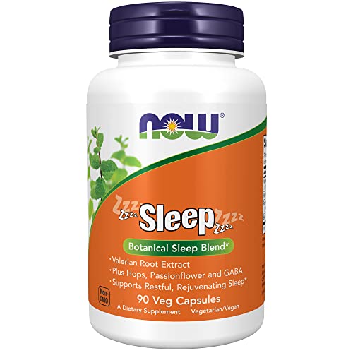 Book Cover NOW Supplements, Sleep with Valerian Root Extract Plus Hops, Passionflower and GABA, Botanical Sleep Blend*, 90 Veg Capsules