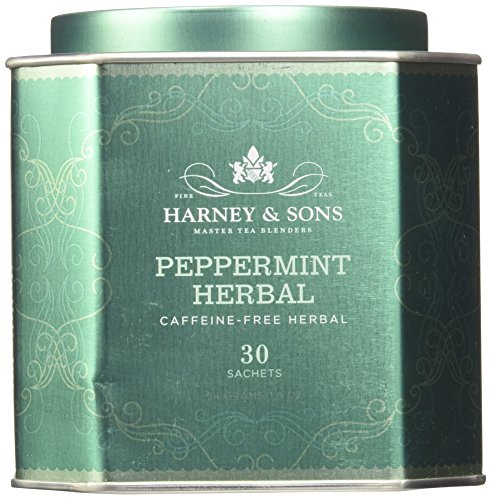 Book Cover Harney & Sons Master Tea Blender Peppermint Herbal Fine Tea Classic Tin - Caffeine-Free Herbal, 30 Sachets, 1.9 Ounce
