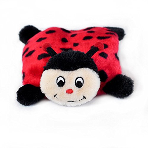 Book Cover ZippyPaws - Squeakie Pads No Stuffing Plush Dog Toy - Ladybug