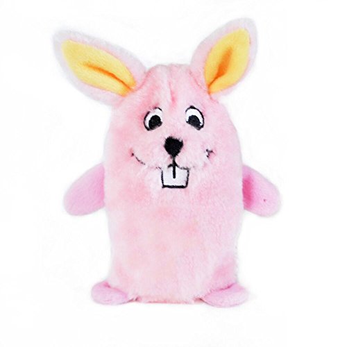 Book Cover ZippyPaws - Squeakie Buddie No Stuffing Plush Dog Toy - Bunny, Pink